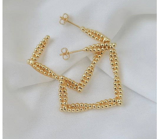 Gold Twisted Square Hoops