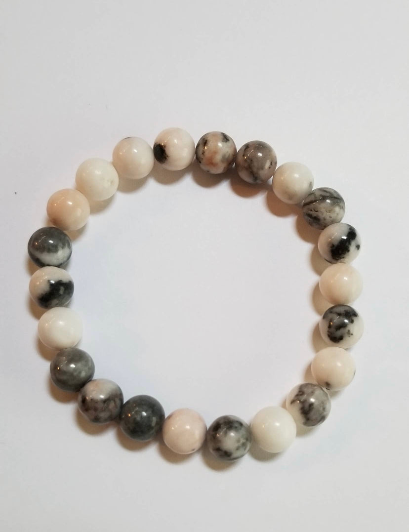 Natural Stone Stretch Bracelets - Zebra Jasper