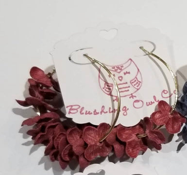 Cloth Flower Hoop Earrings